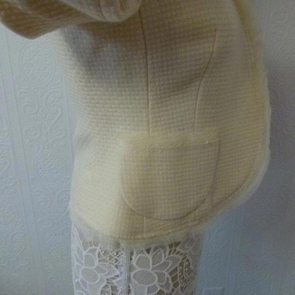 EUC Banana Republic Blazer Sz 8 Ivory Cream Wool Textured Tulle Jacket 2 - Picture 6 of 8